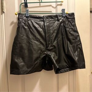 BlackMilk Faux Leather Black High-Waist Shorts